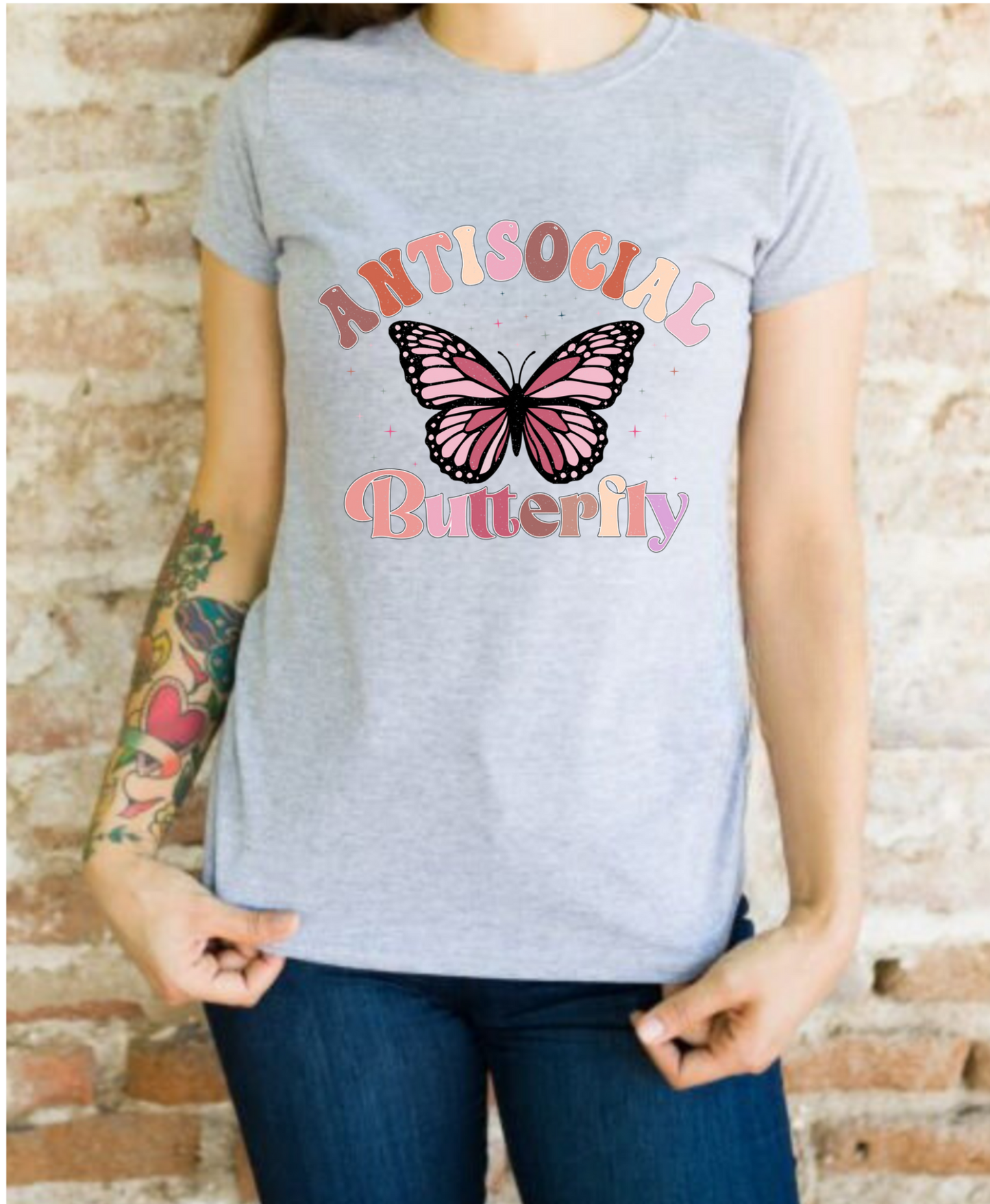 Printed T-Shirt - Regular Women - Anti Social Butterfly Tee Fusion