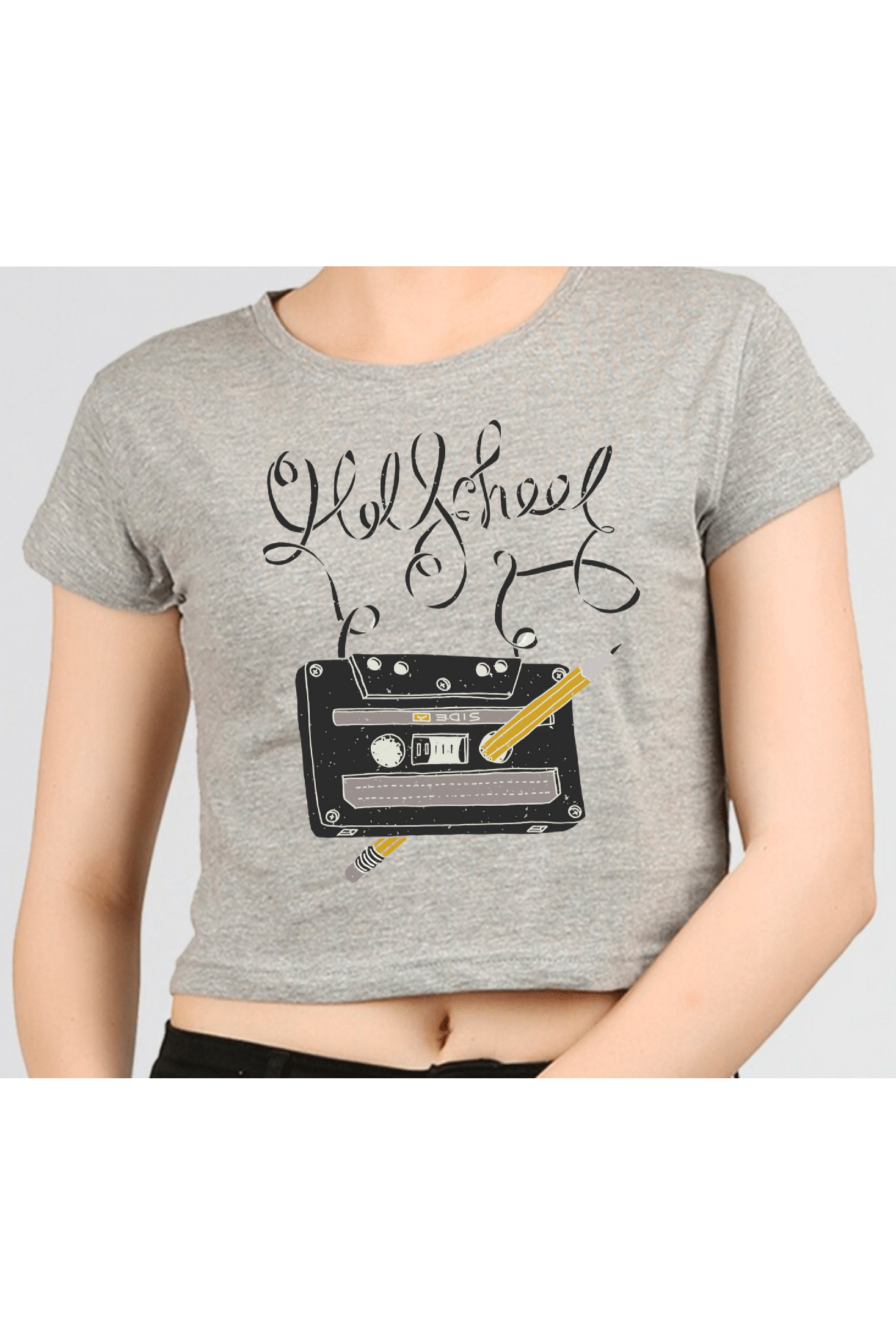 Printed T-Shirt - Crop Tops - Front - Old School Tee Fusion