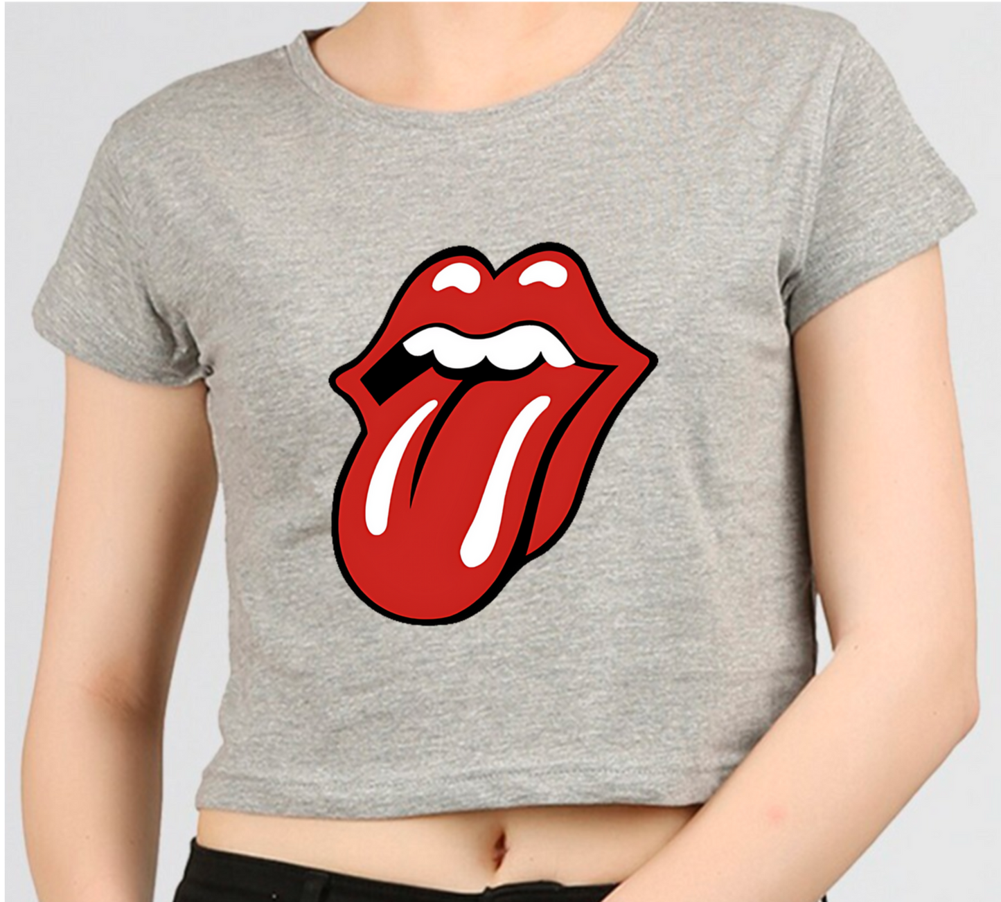 Printed T-Shirt - Crop Tops - Front - Rolling Stone Tee Fusion