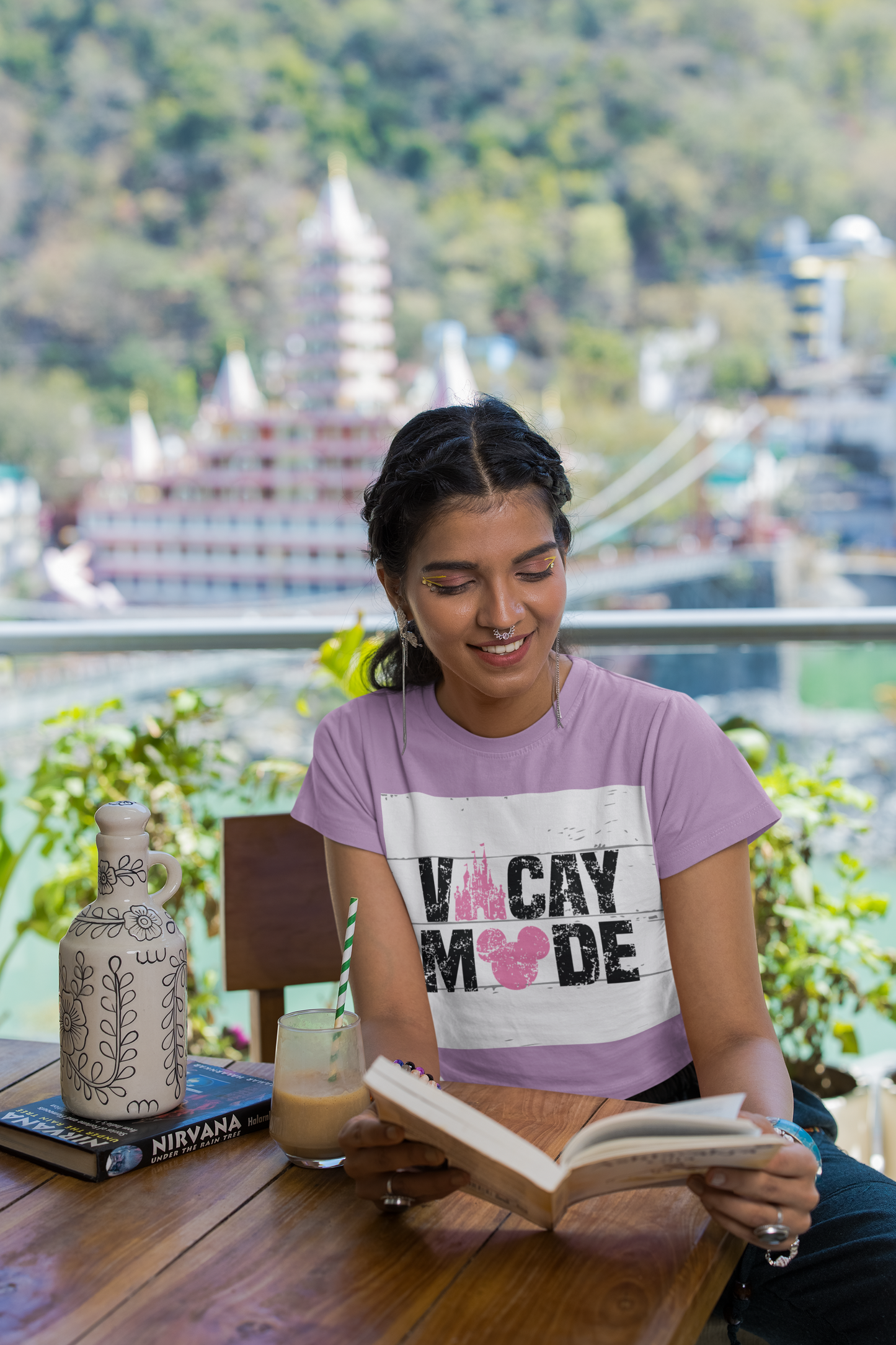 Printed T-Shirt - Crop Tops - Front - Vacay Mode Tee Fusion