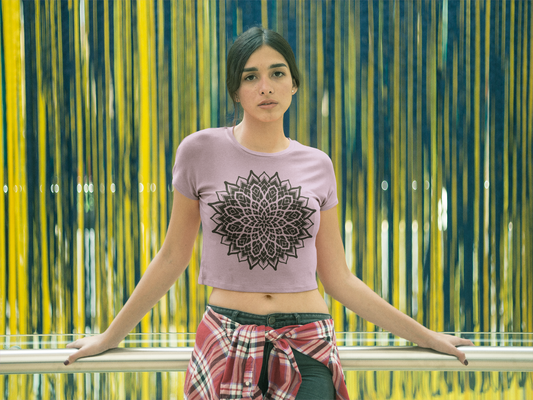 Printed T-Shirt - Crop Tops - Front - Mandala Flower Tee Fusion