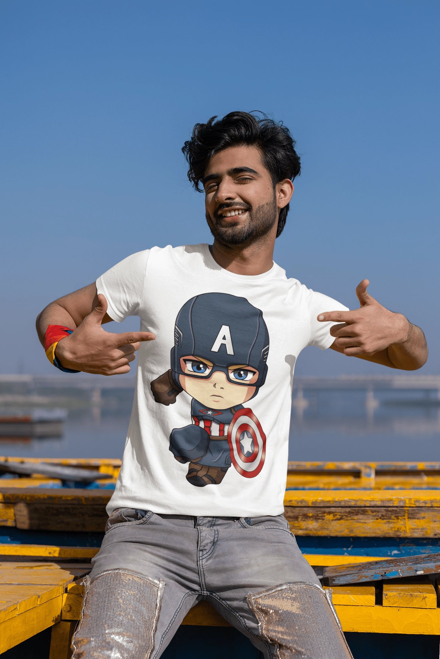 Printed T-Shirt - Regular Men - Baby Captain America Tee Fusion