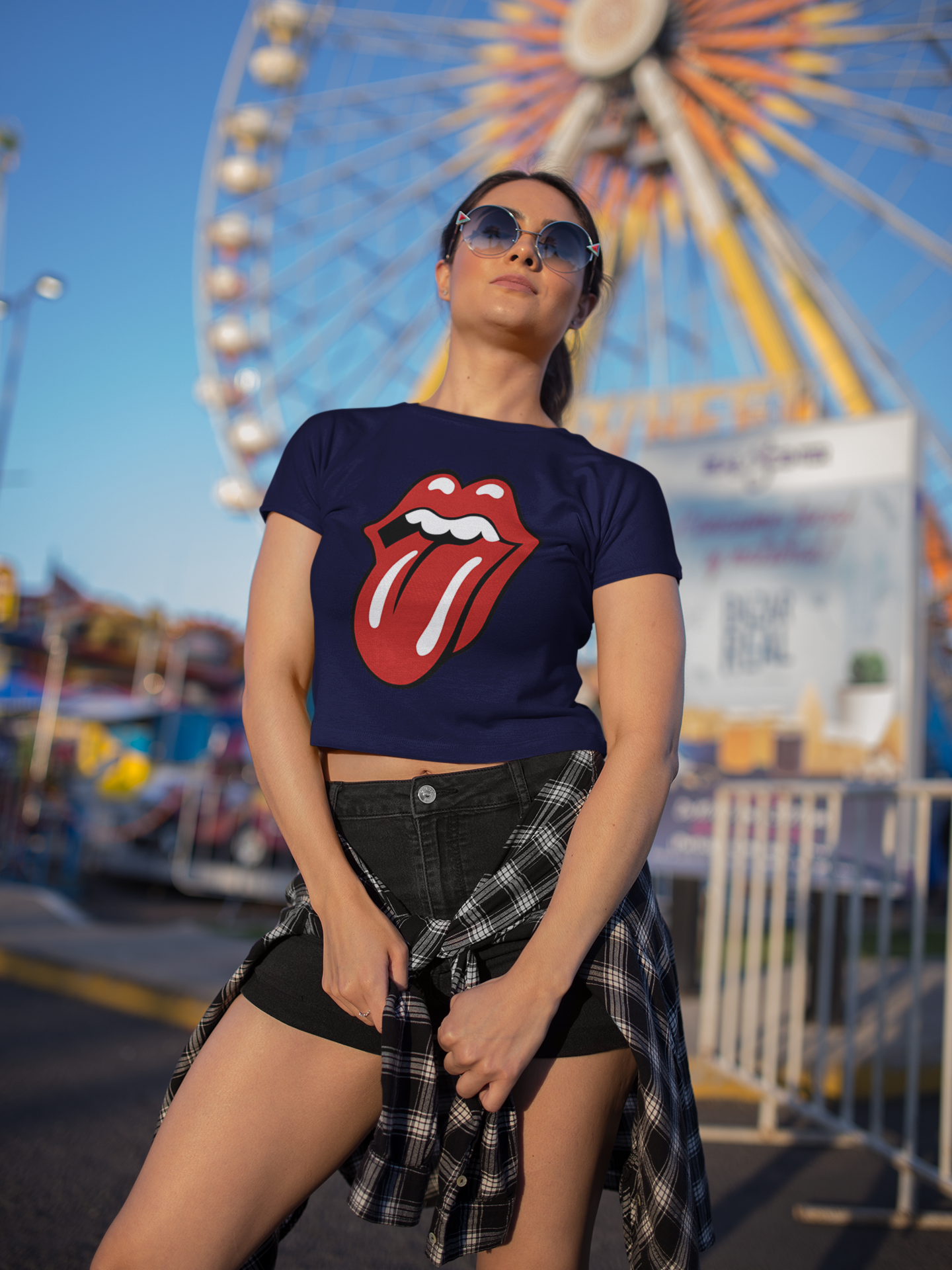 Printed T-Shirt - Crop Tops - Front - Rolling Stone Tee Fusion