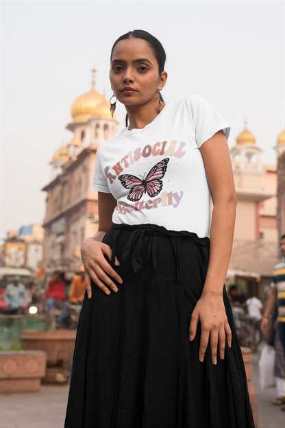 Printed T-Shirt - Regular Women - Anti Social Butterfly Tee Fusion