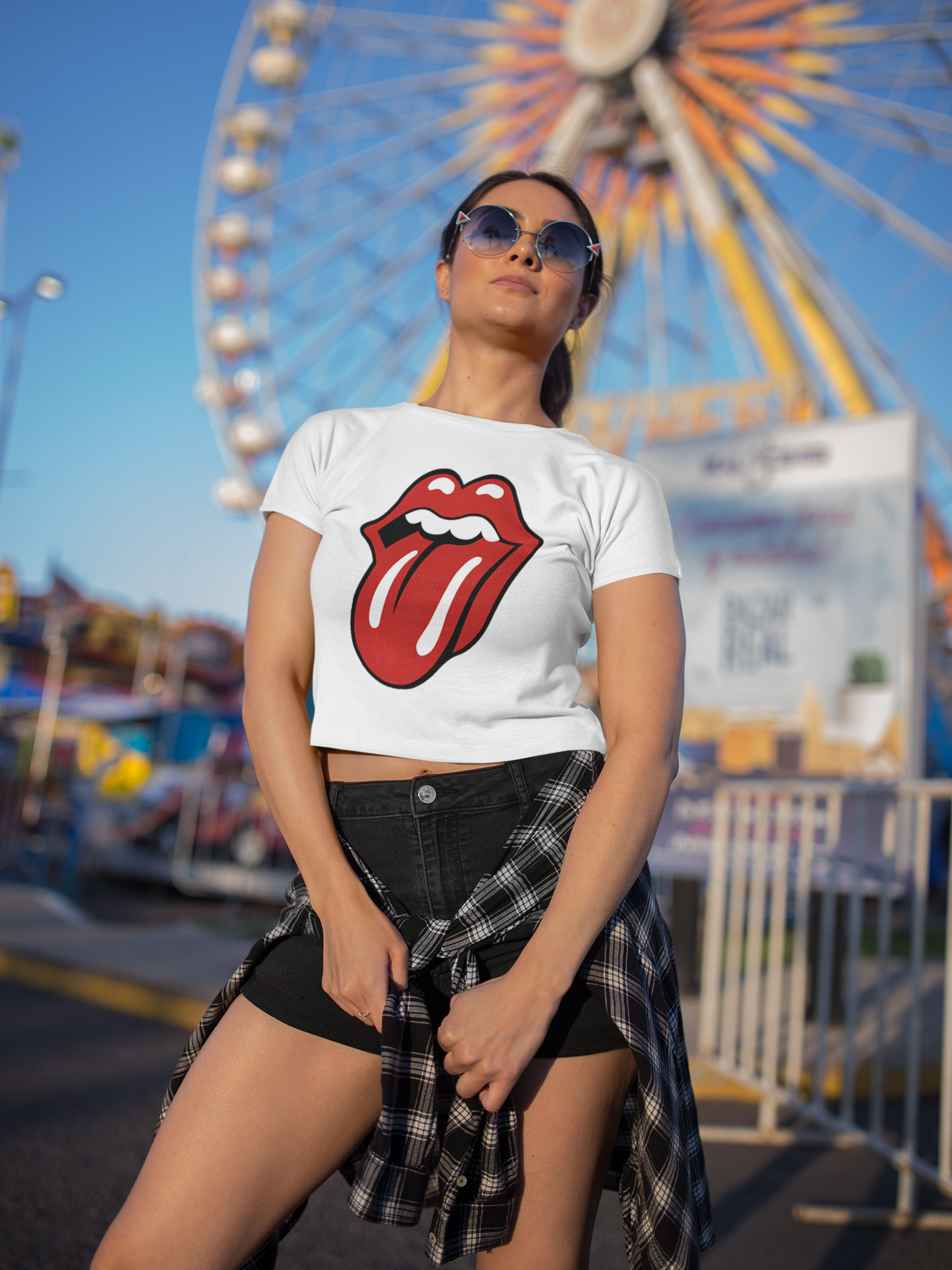 Printed T-Shirt - Crop Tops - Front - Rolling Stone Tee Fusion