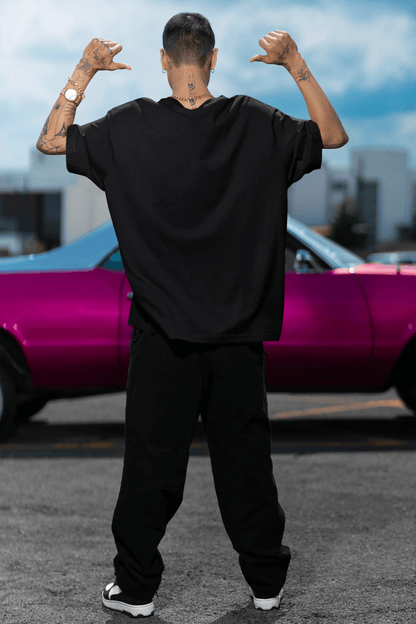 Oversized T-Shirt - Solid - Men - Black Tee Fusion