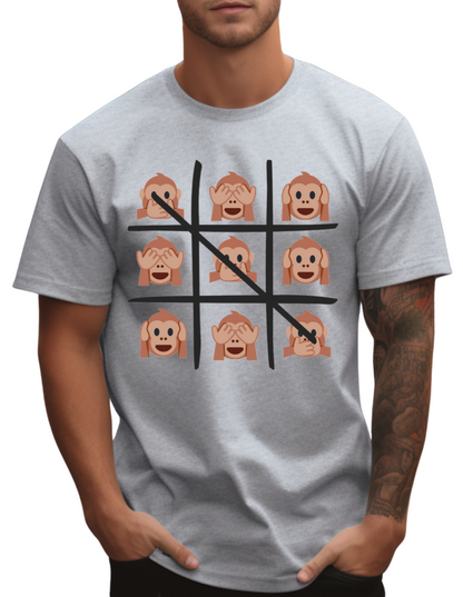 Printed T-Shirt - Regular Men - Monkeys Tic Tac Toe Tee Fusion