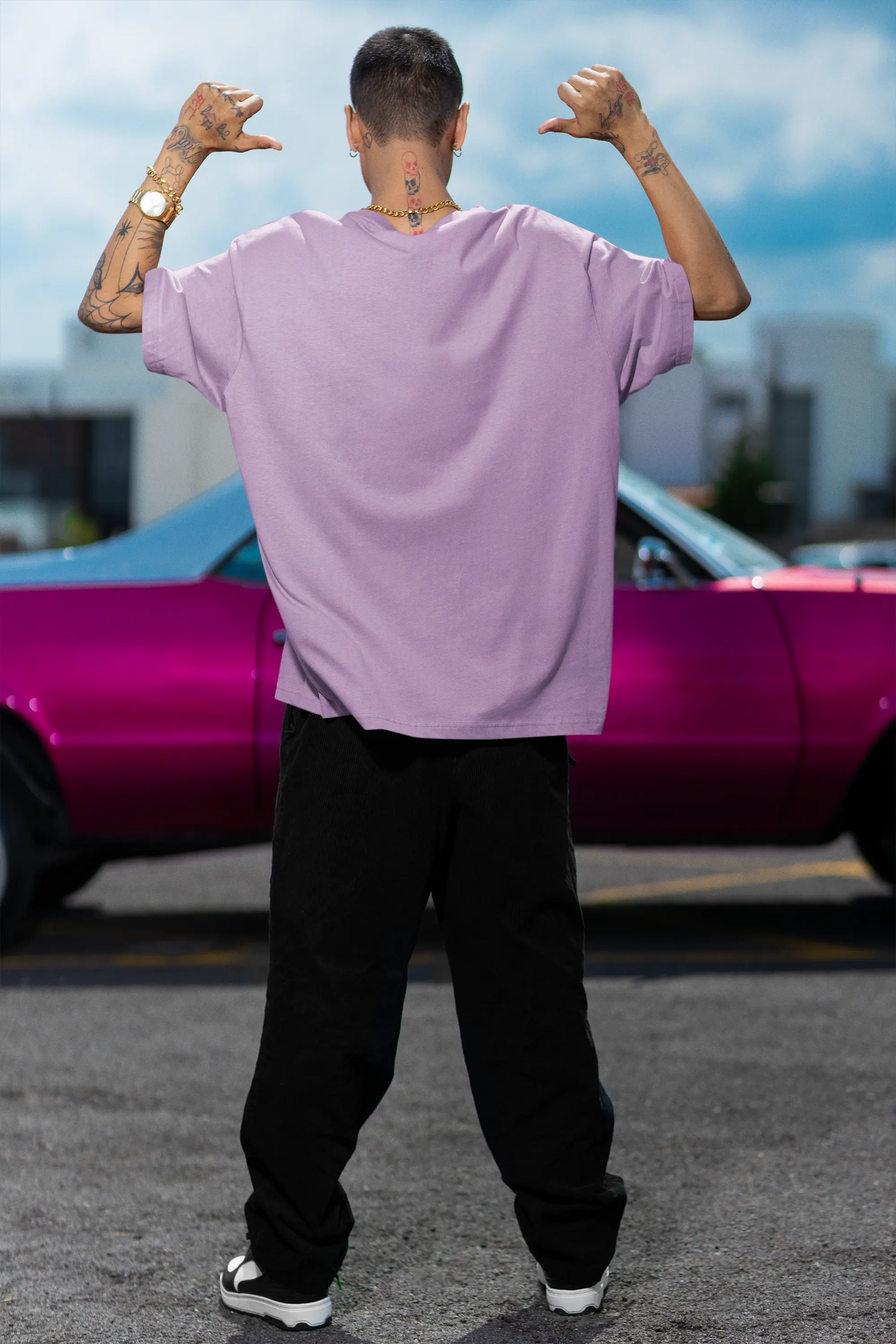 Oversized T-Shirt - Solid - Men - Lilac Tee Fusion