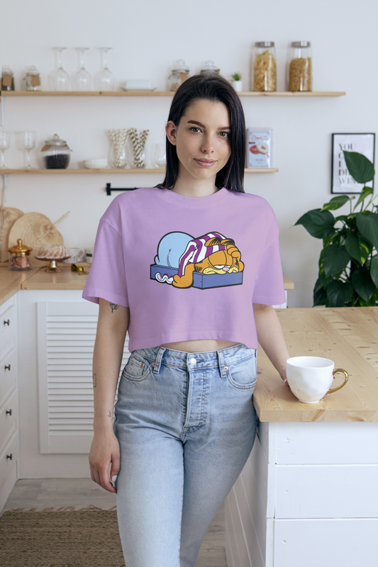 Printed T-Shirt - Crop Tops - Front - Garfield Tee Fusion