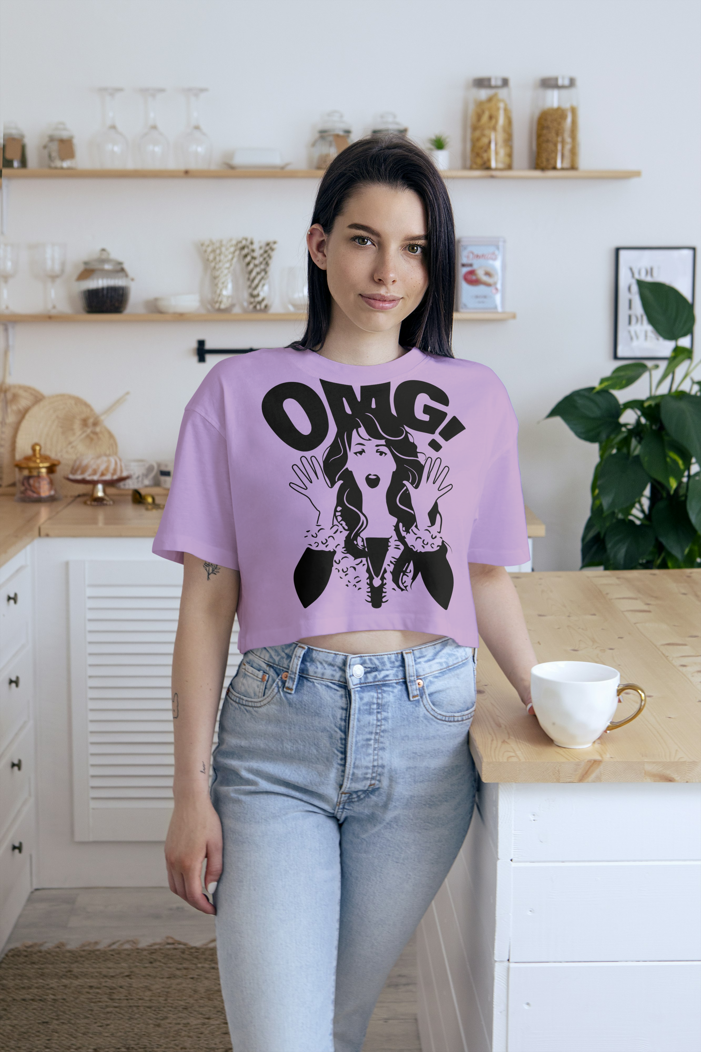 Printed T-Shirt - Crop Tops - Front - OMG Tee Fusion