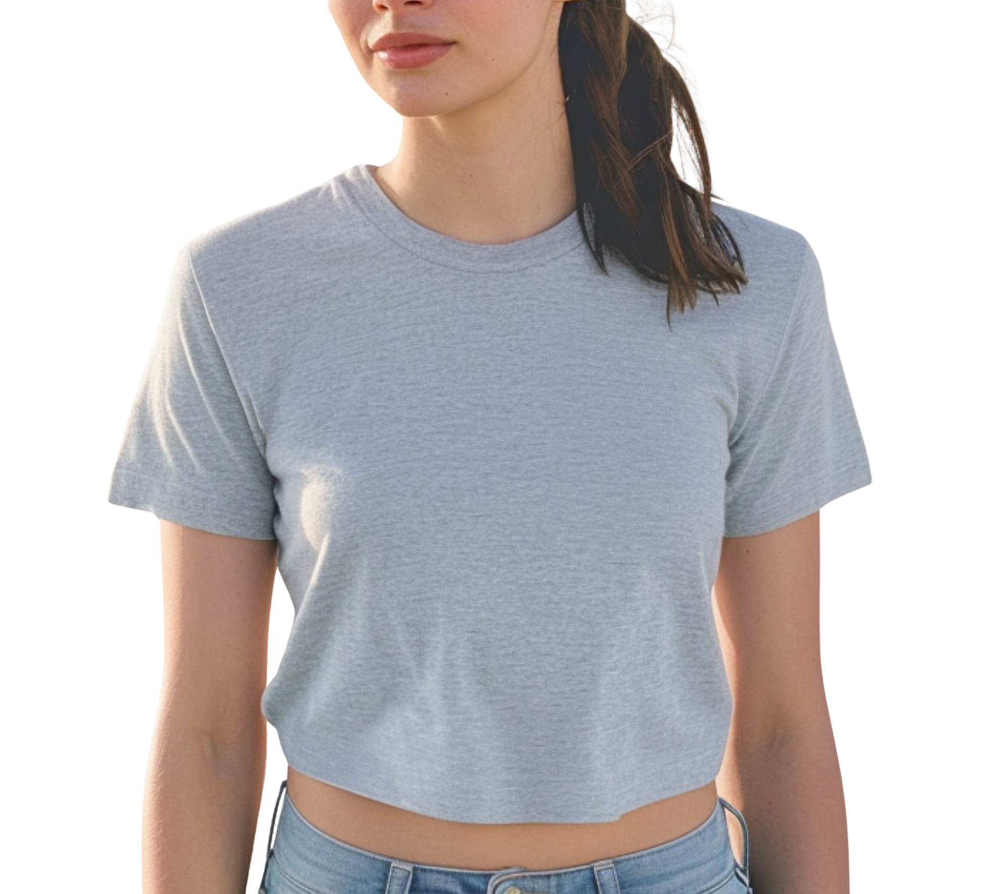 Crop Tops - Solid- Gray Tee Fusion