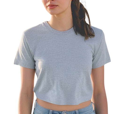 Crop Tops - Solid- Gray Tee Fusion