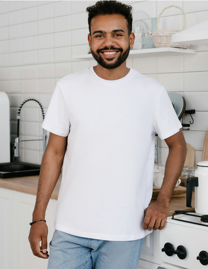 Solid T-Shirt - Men - Plain - White Tee Fusion