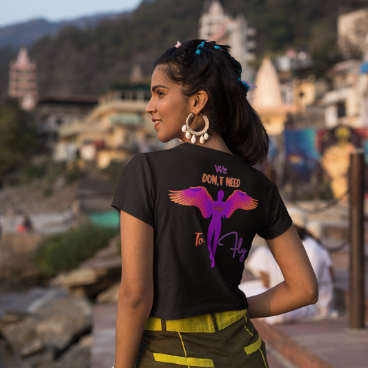 Printed T-Shirt - Crop Tops - Front - Wings to Fly Tee Fusion