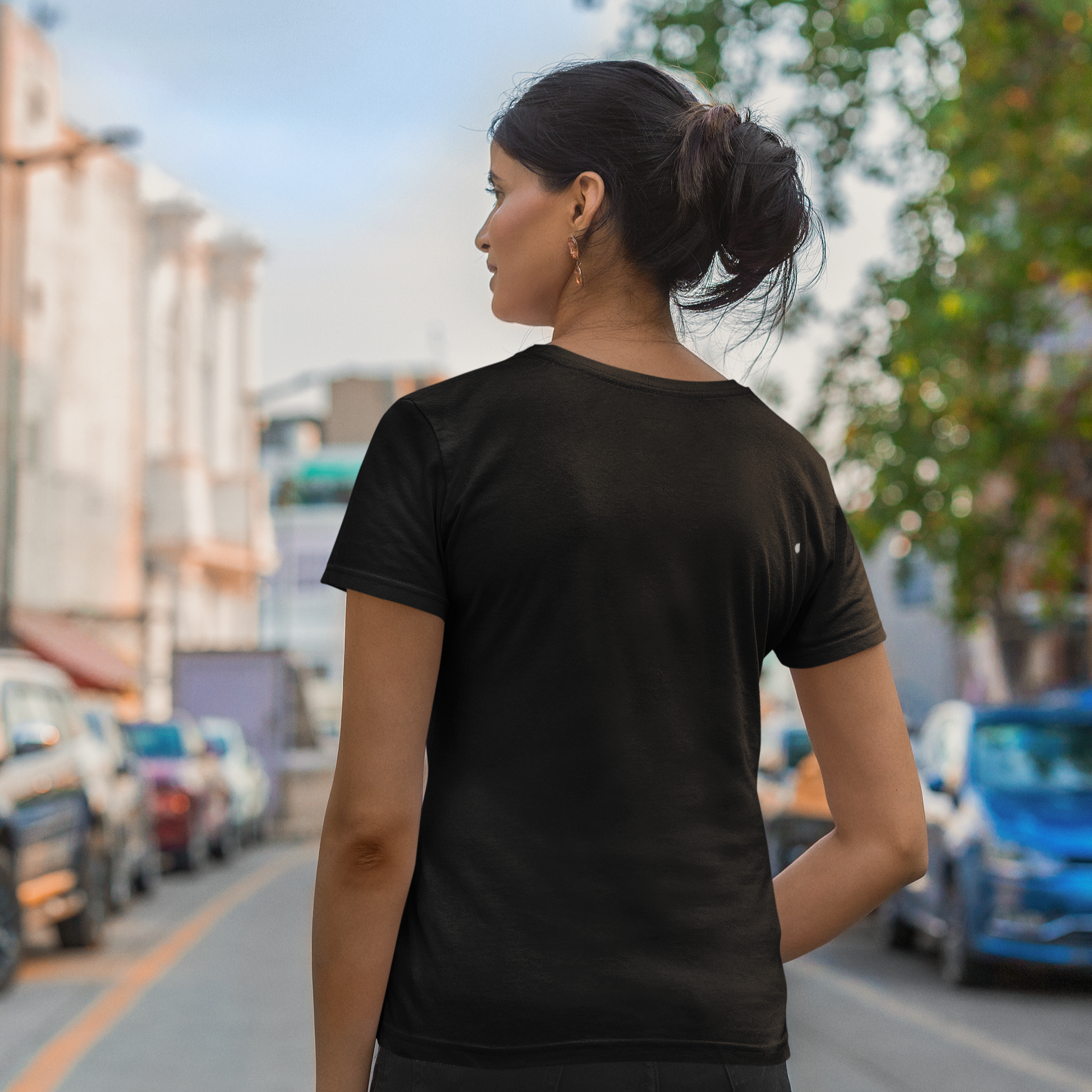 Women Regular - Solid- Black Tee Fusion