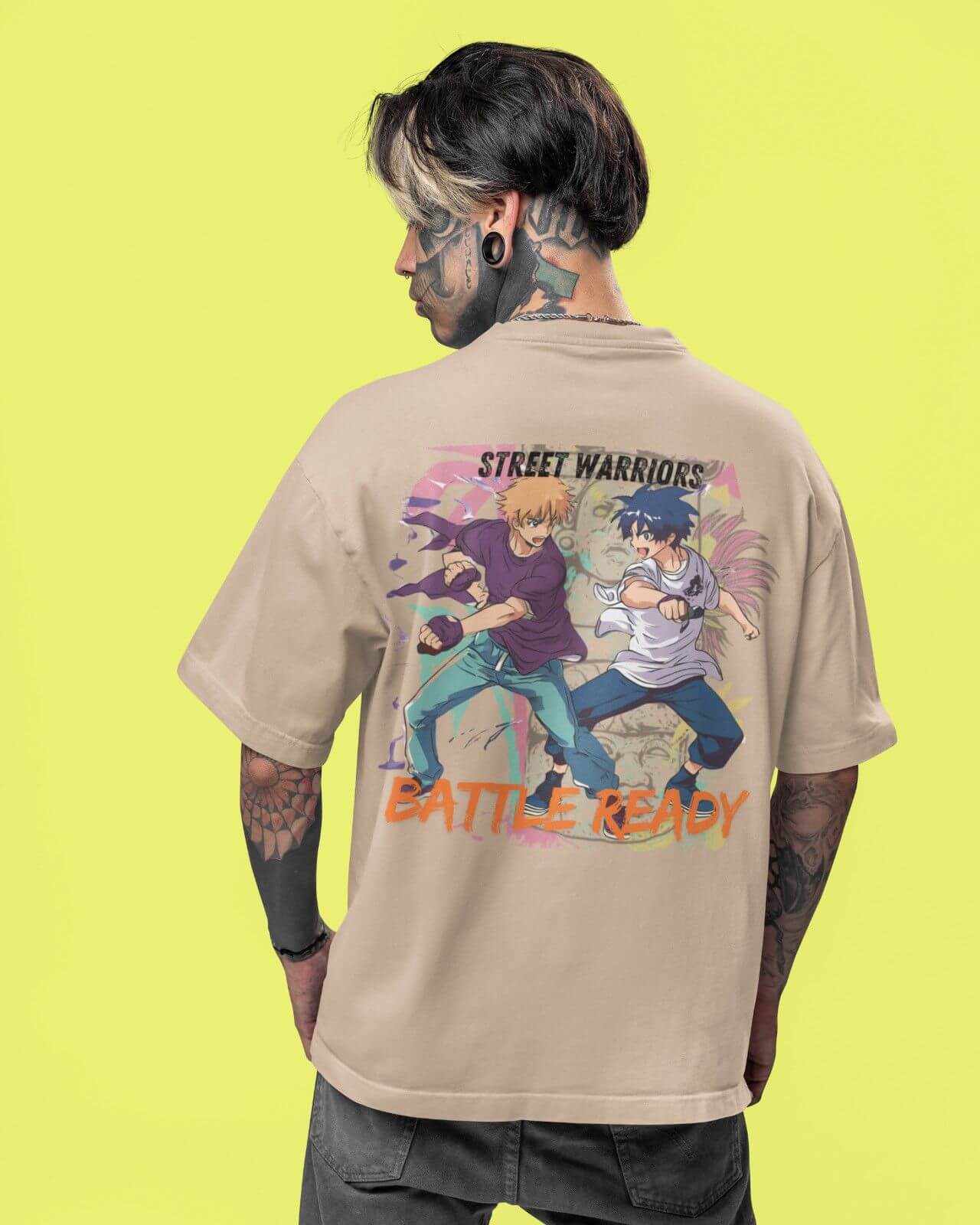 Oversized T- Shirt Men - Street Warriors Battle Ready