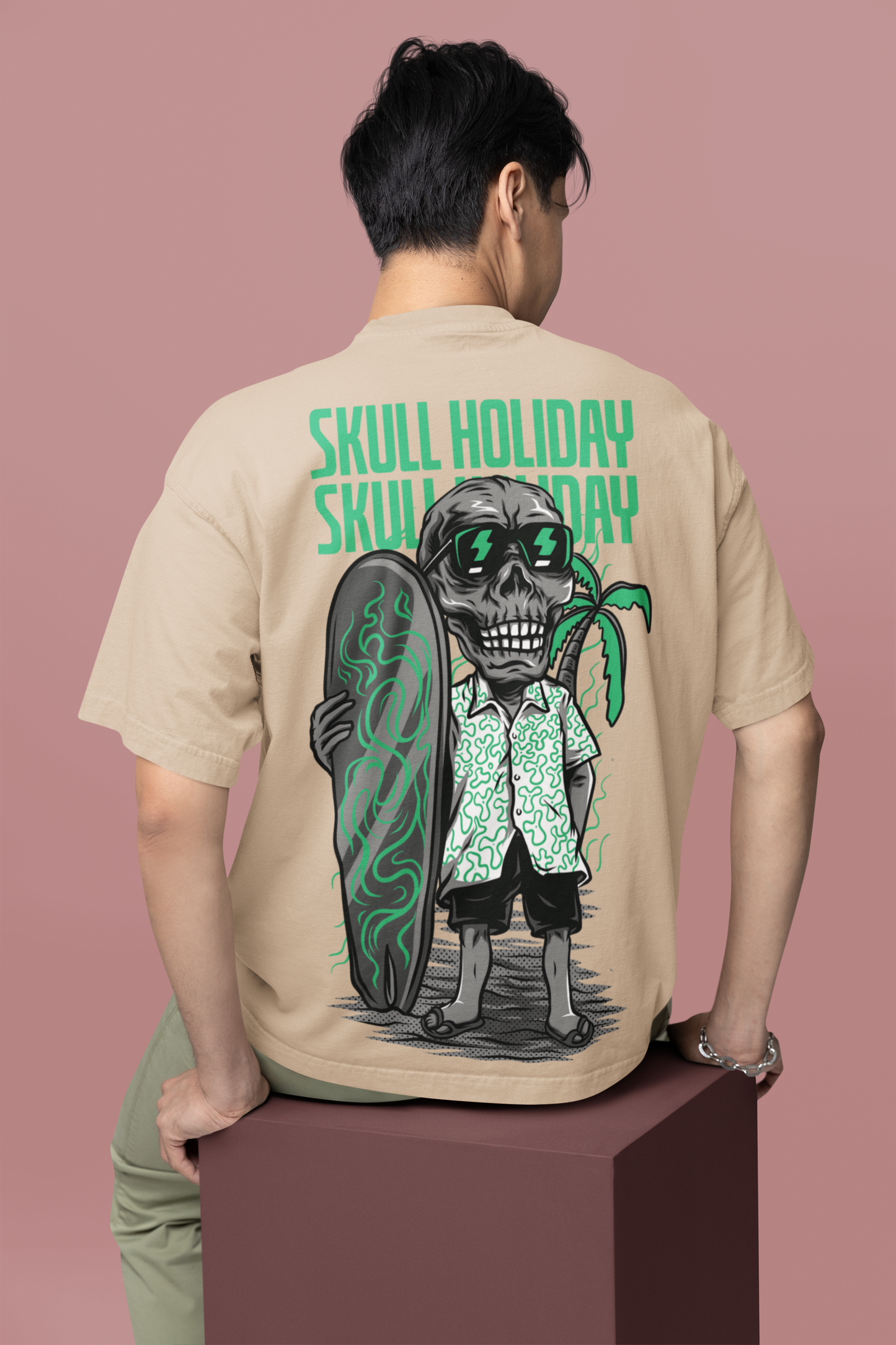 Oversized T- Shirt Men - Skull Holiday