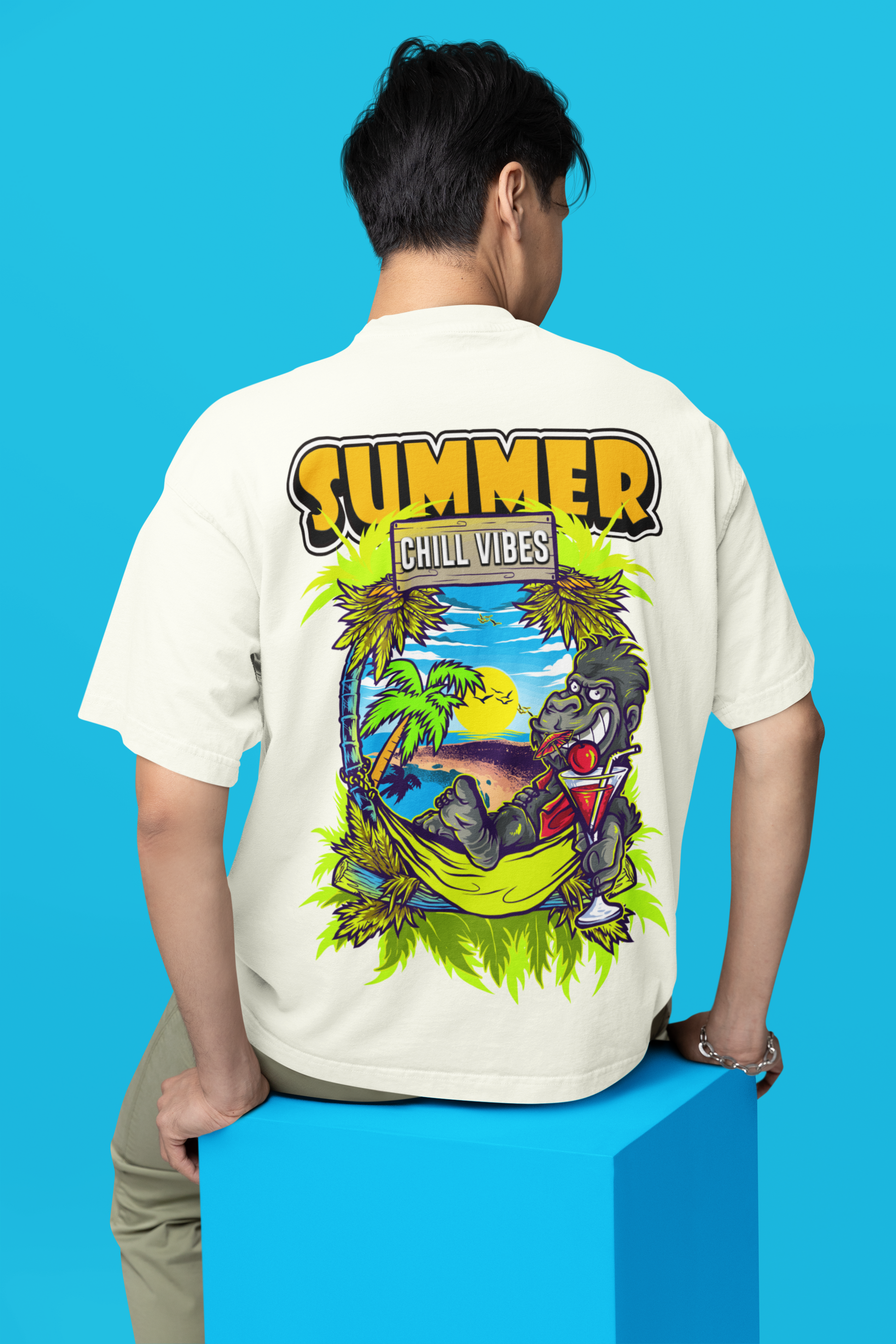 Oversized T- Shirt Men - Summer Chill Vibes Tee Fusion