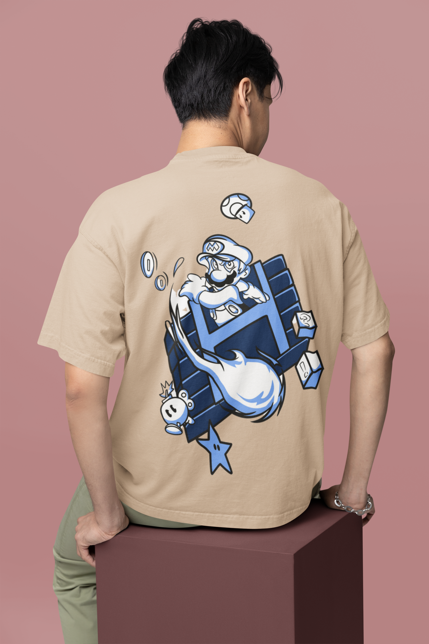 Oversized T- Shirt Men - Anime Mario Tee Fusion