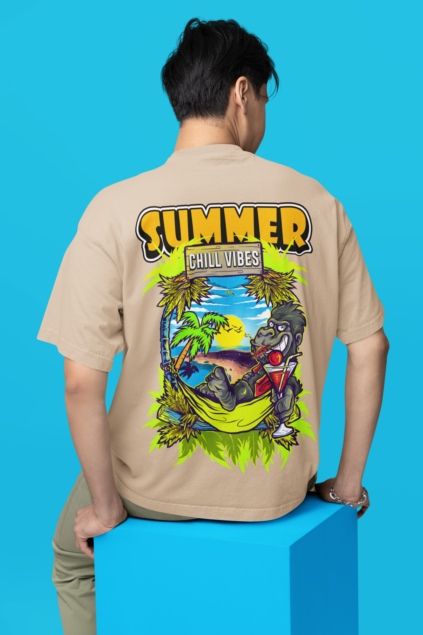 Oversized T- Shirt Men - Summer Chill Vibes Tee Fusion