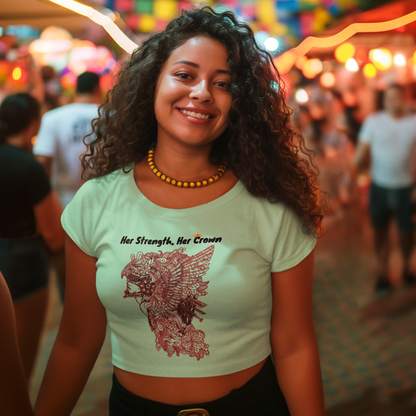 Printed T-Shirt - Crop Tops - Her Strength, Her Crown