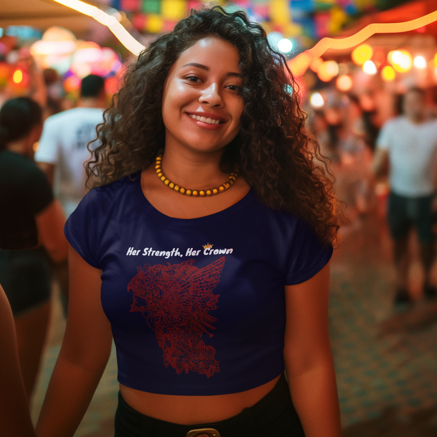 Printed T-Shirt - Crop Tops - Her Strength, Her Crown