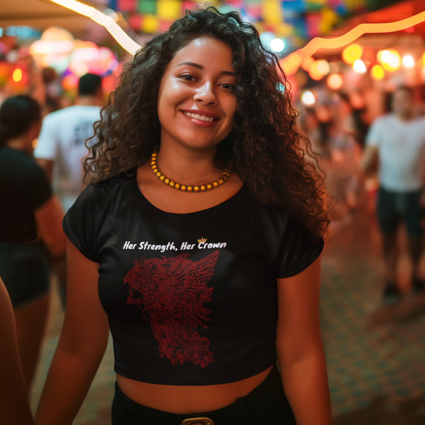 Printed T-Shirt - Crop Tops - Her Strength, Her Crown