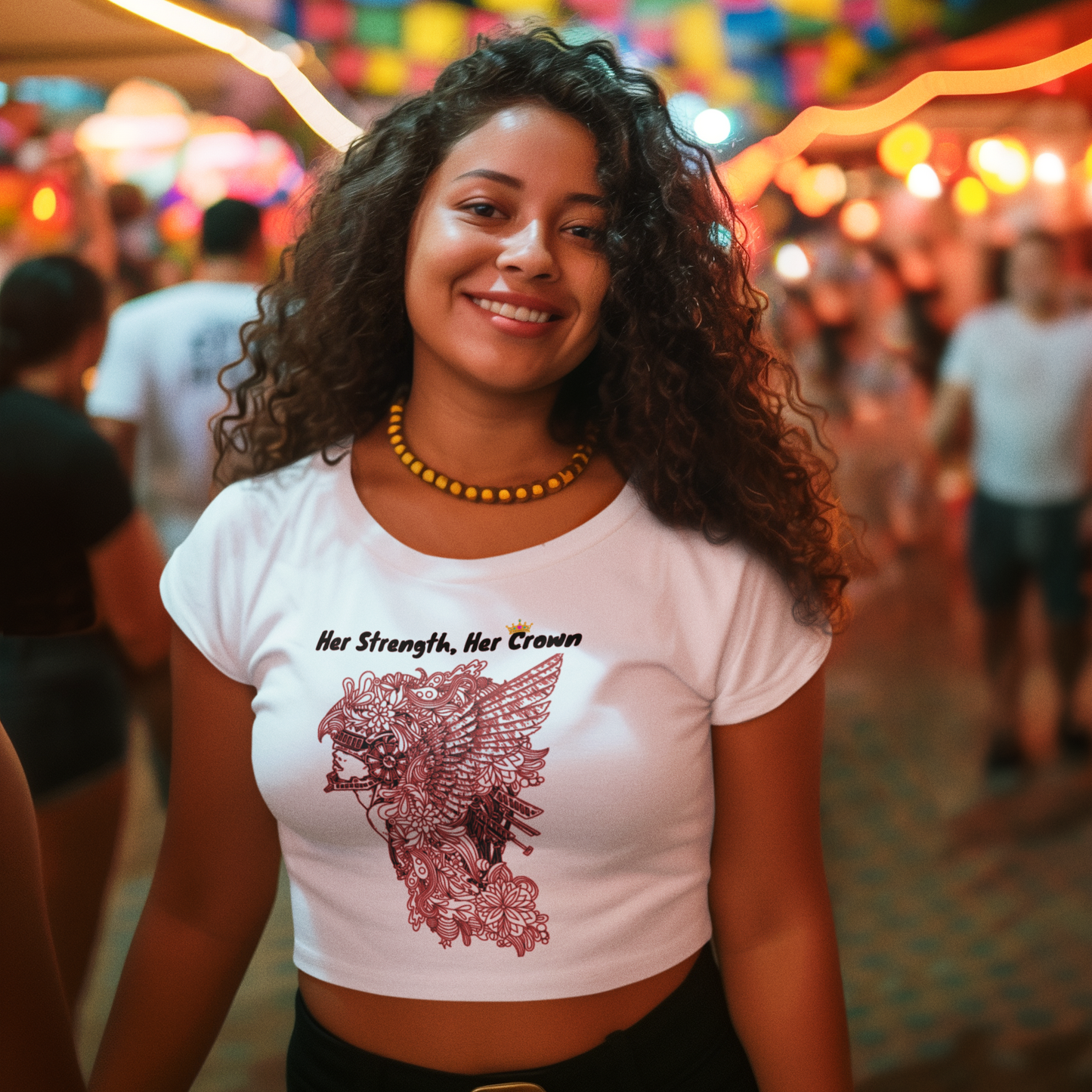 Printed T-Shirt - Crop Tops - Her Strength, Her Crown