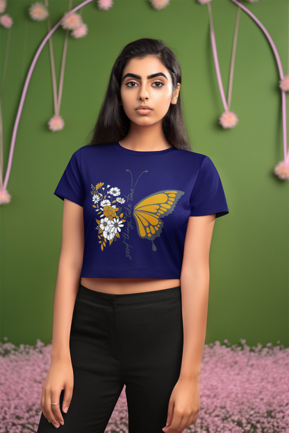 Printed T-Shirt - Crop Tops - Front - Good Things Take Time Tee Fusion