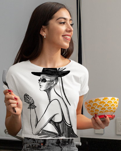 Printed T-Shirt - Crop Tops - Lady in the Hat