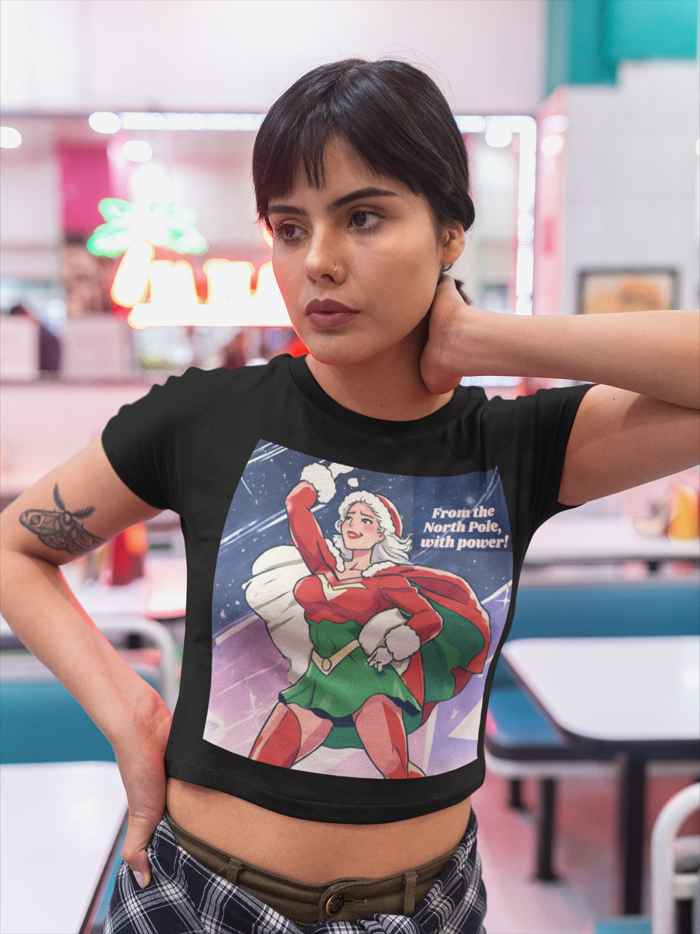 Printed T-Shirt - Crop Tops - From the North Pole with Power