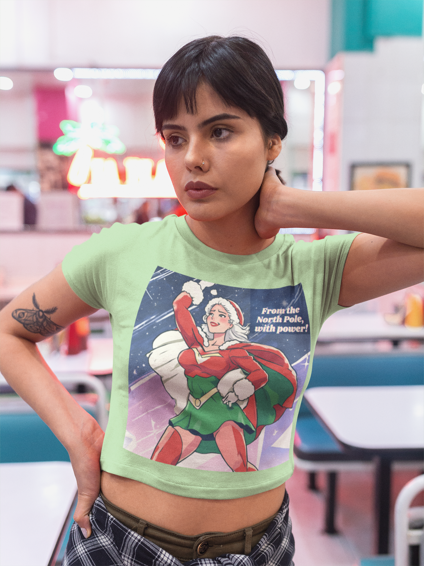 Printed T-Shirt - Crop Tops - From the North Pole with Power