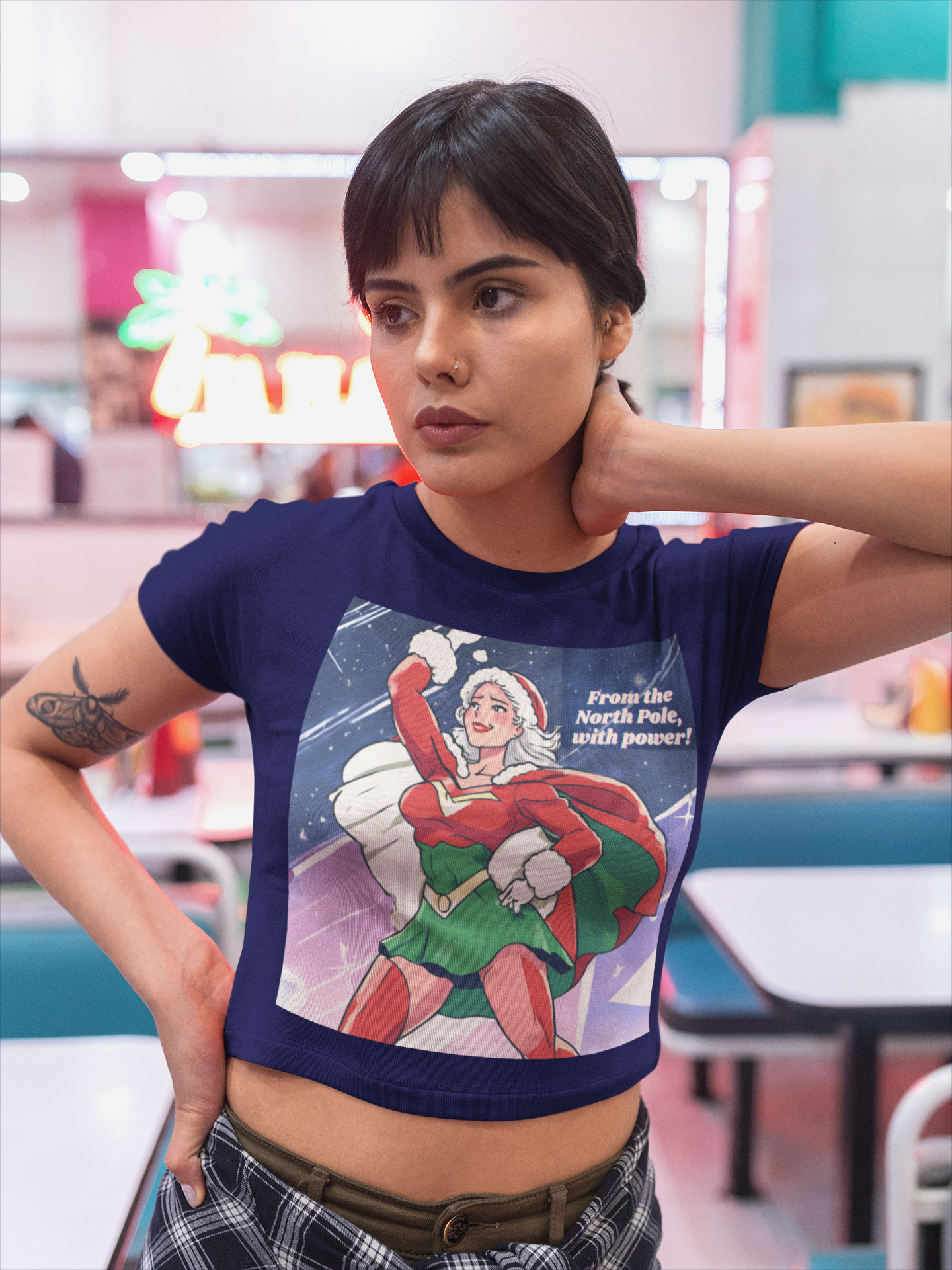 Printed T-Shirt - Crop Tops - From the North Pole with Power