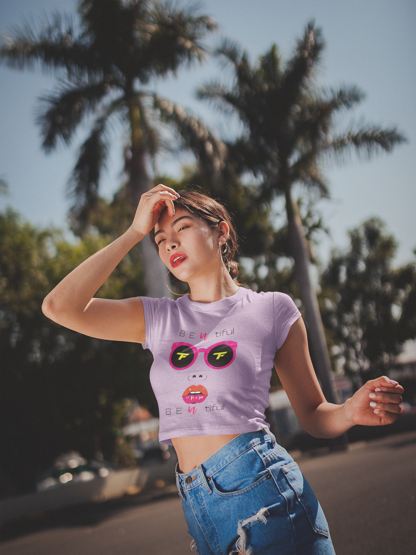 Printed T-Shirt - Crop Tops - Front - B E U TIFUL Tee Fusion