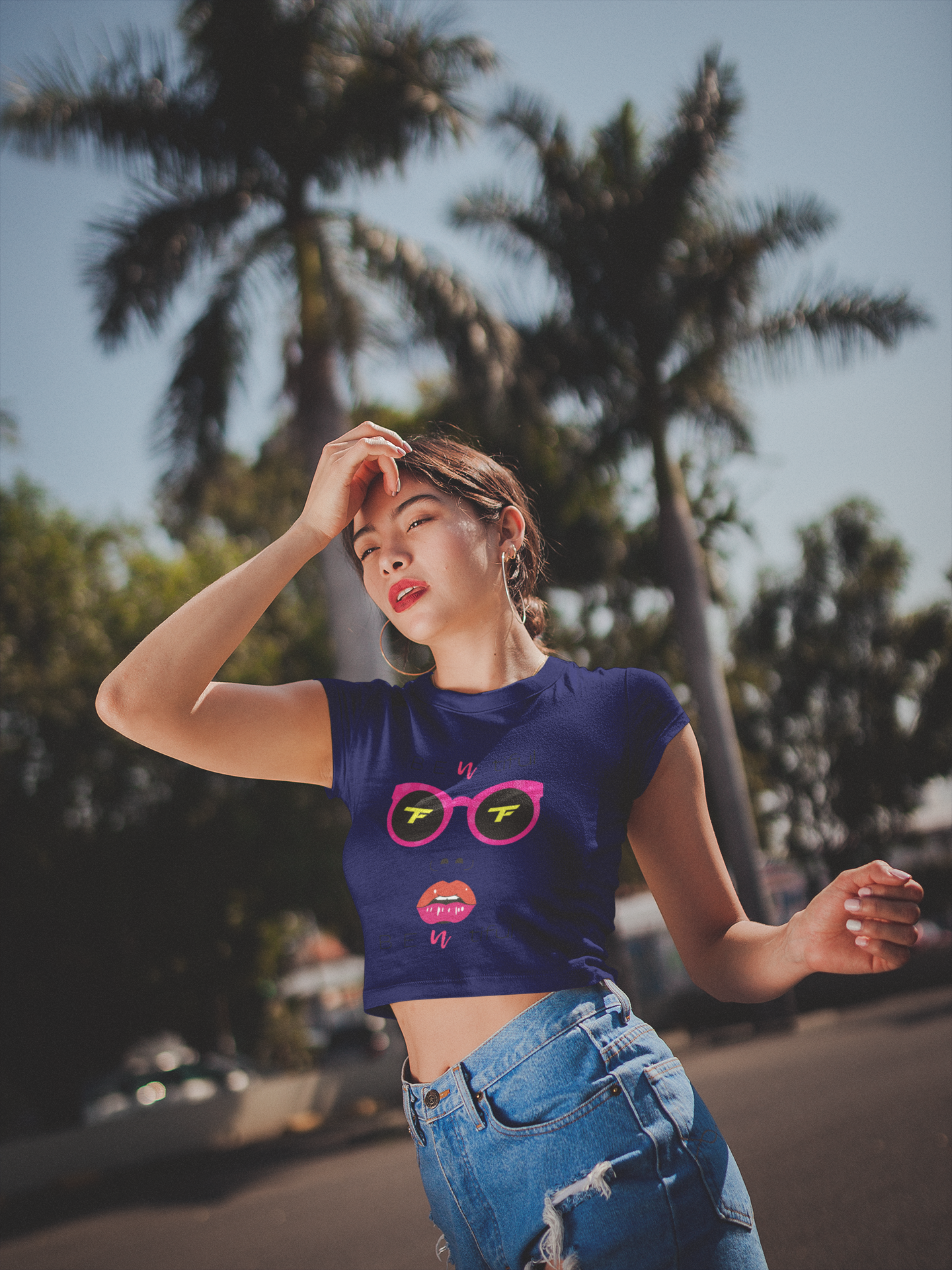 Printed T-Shirt - Crop Tops - Front - B E U TIFUL Tee Fusion