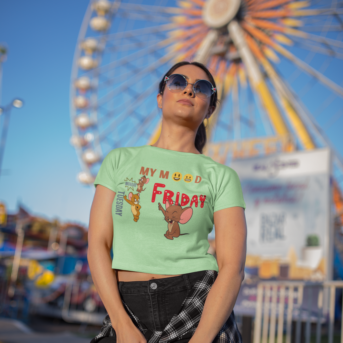 Printed T-Shirt - Crop Tops - My Mood