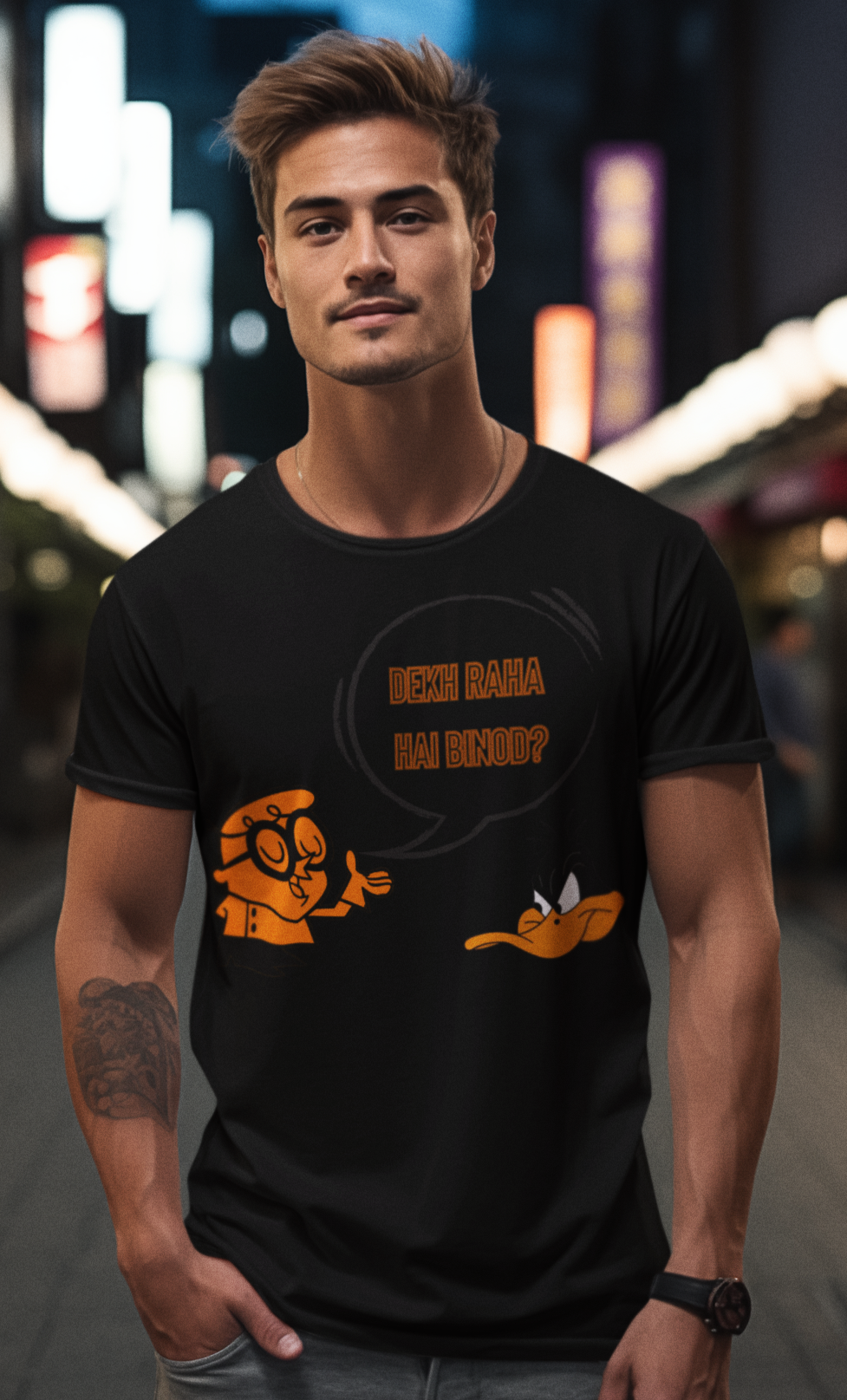 Printed T-Shirt - Regular Men - Dekh Raha Hai Binod Tee Fusion