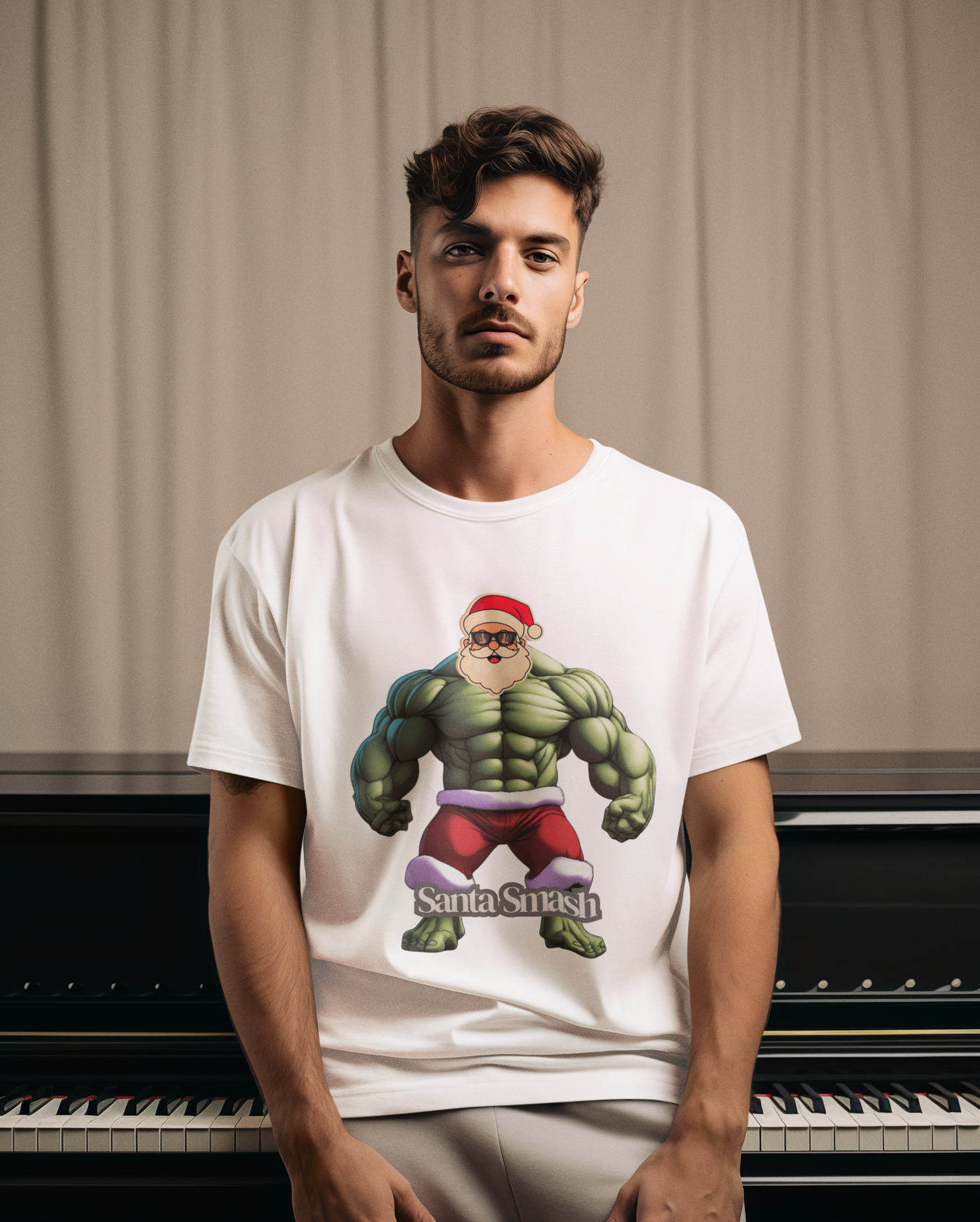 Printed T-Shirt - Regular Men - Santa Smash