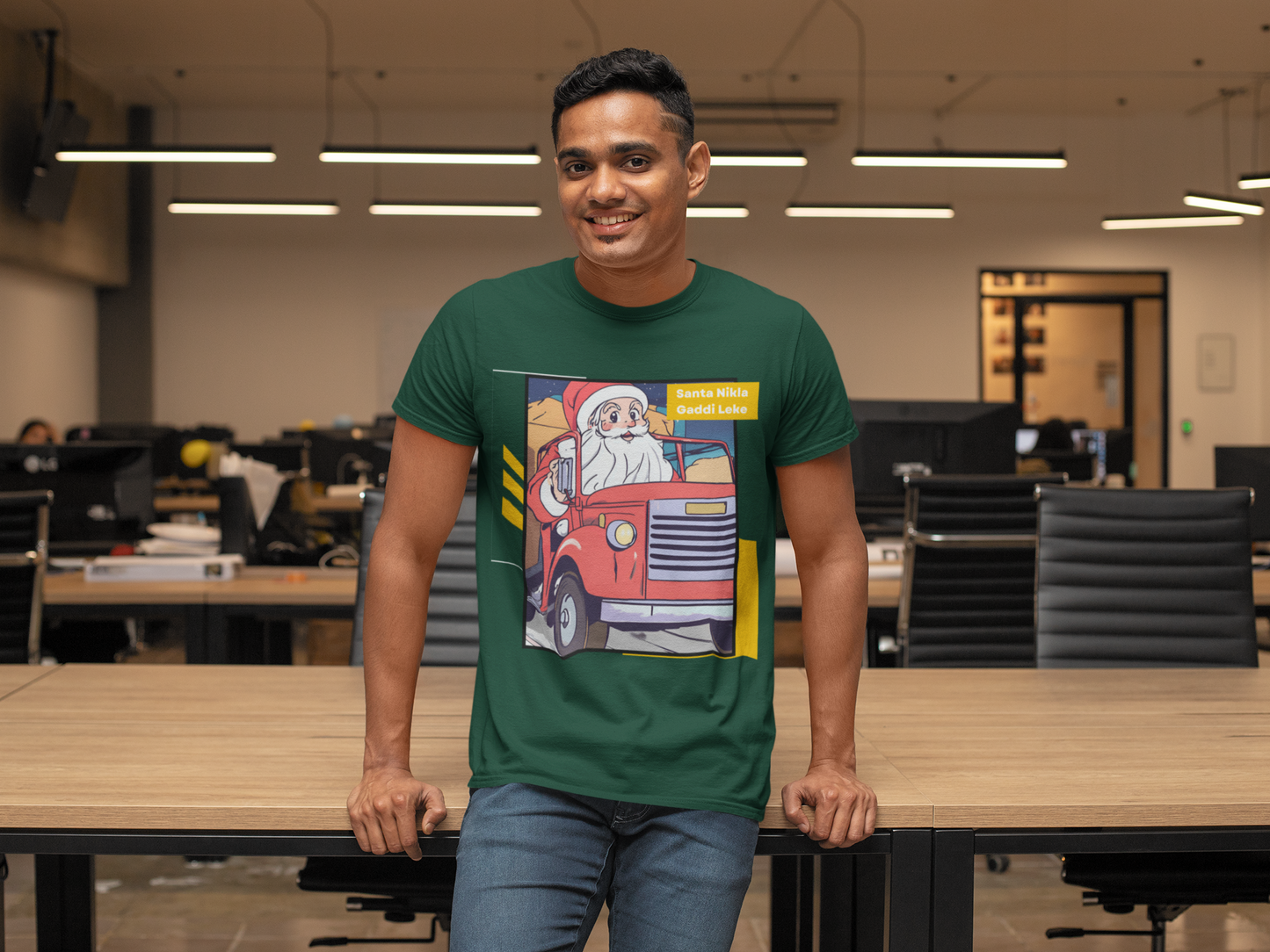 Printed T-Shirt - Regular Men - Santa Nikla Gaddi Leke