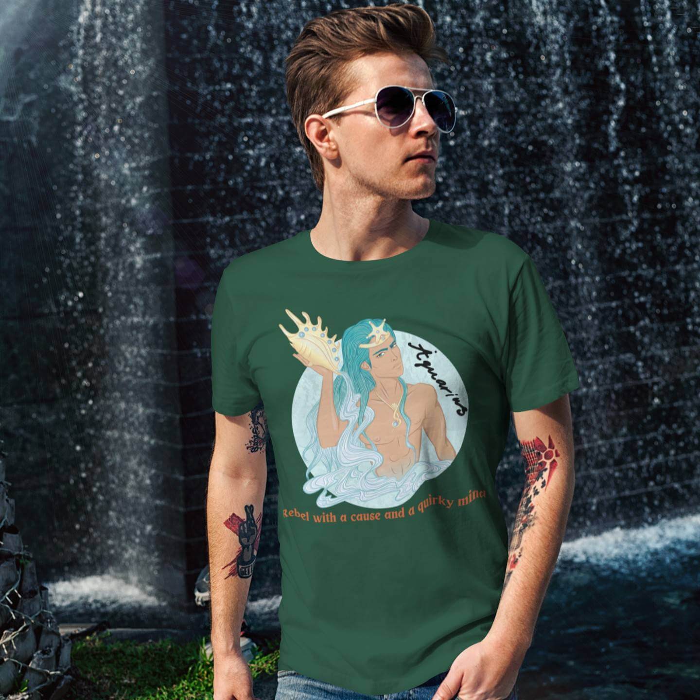 Printed T-Shirt - Regular Men - Aquarius