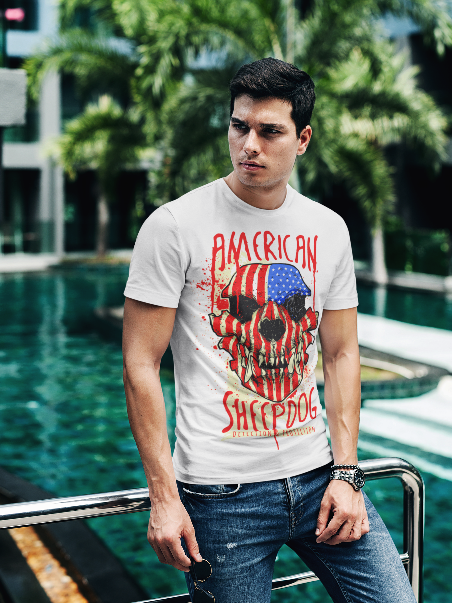 Printed T-Shirt - Regular Men - American Sheep Dog