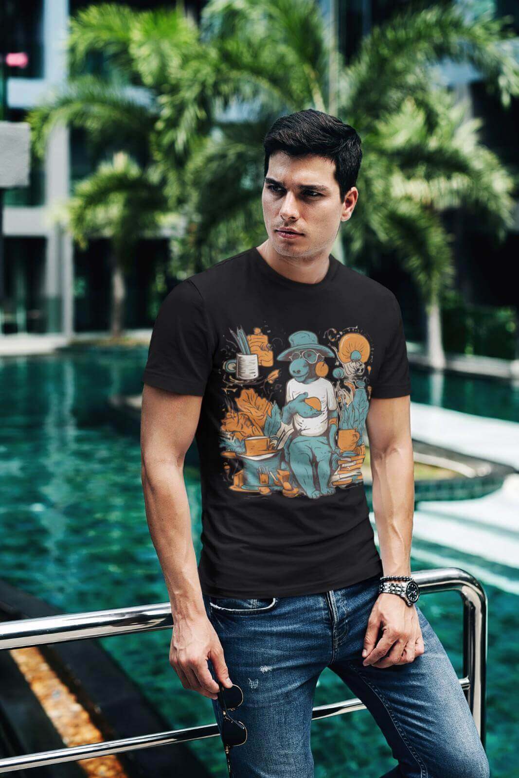 Printed T-Shirt - Regular Men - Surreal Coffee Break