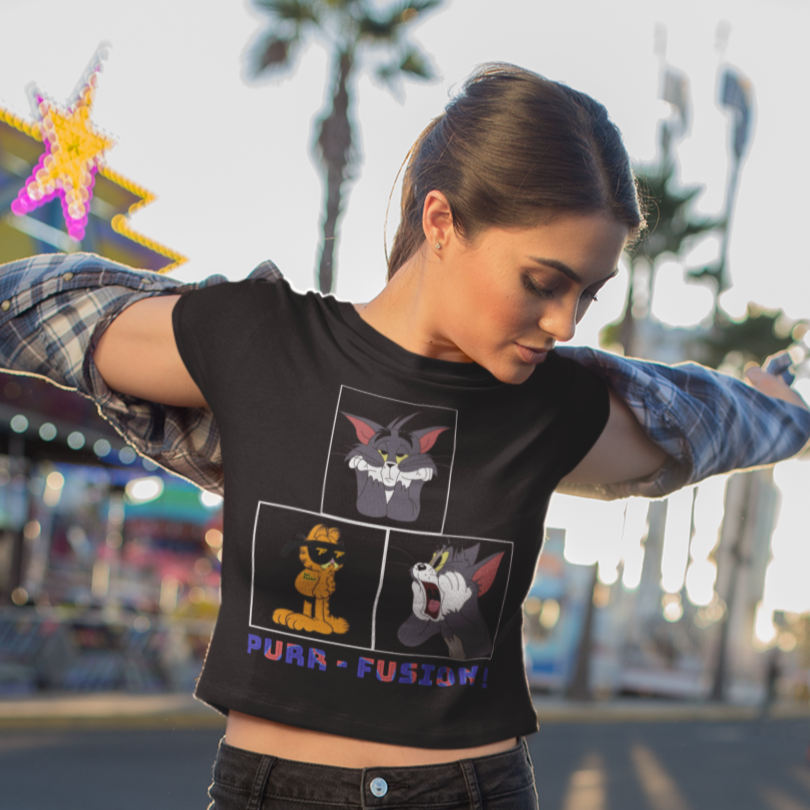 Printed T-Shirt - Crop Tops - PURR Fusion Tee Fusion