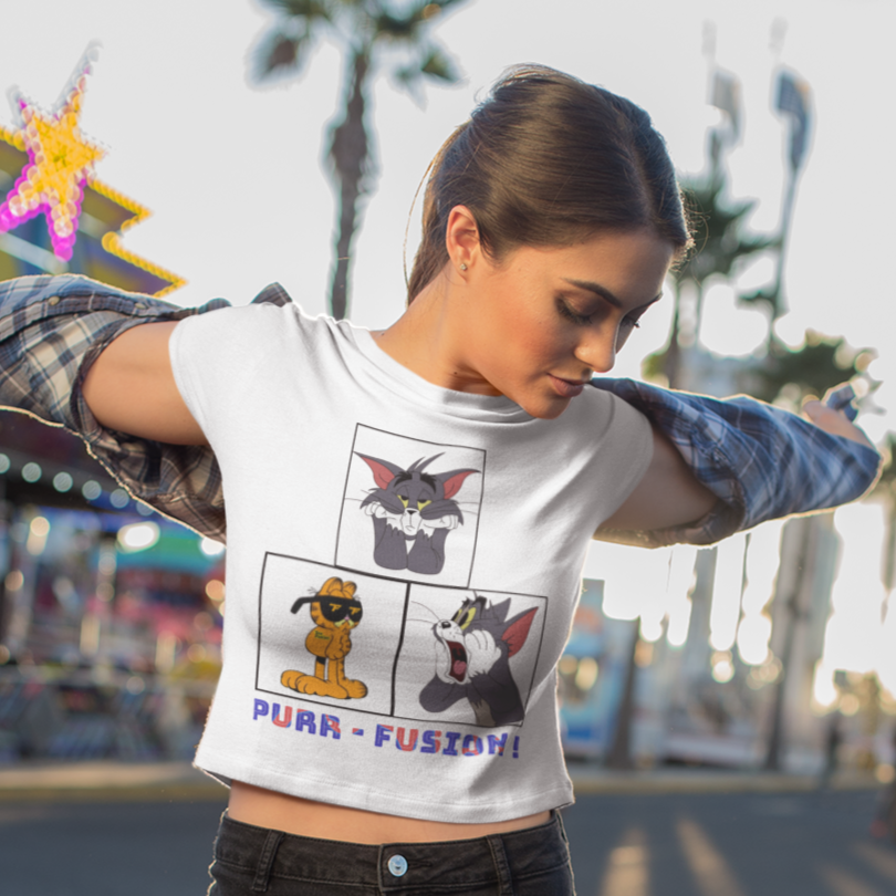 Printed T-Shirt - Crop Tops - PURR Fusion Tee Fusion