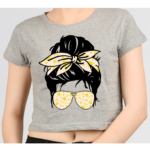 Printed T-Shirt - Crop Tops - Front - Girl with a Bow Tee Fusion