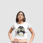 Printed T-Shirt - Crop Tops - Front - Girl with a Bow Tee Fusion