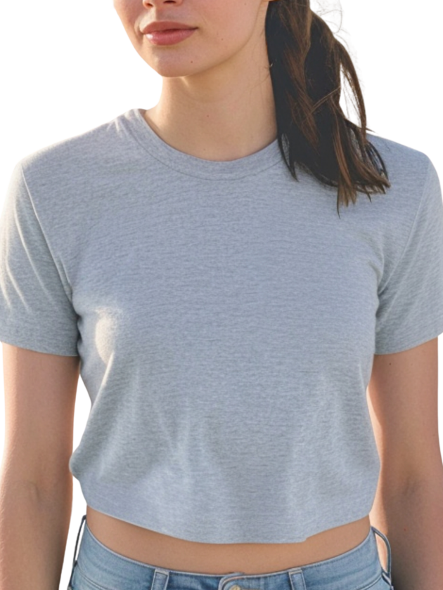 Crop Tops - Solid- Gray Tee Fusion