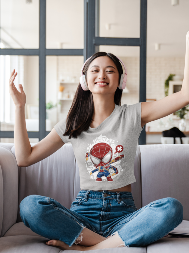 Printed T-Shirt - Crop Tops - Front - Iron Spider Tee Fusion