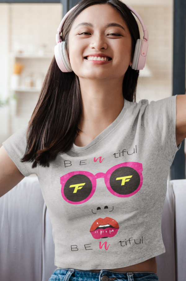 Printed T-Shirt - Crop Tops - Front - B E U TIFUL Tee Fusion