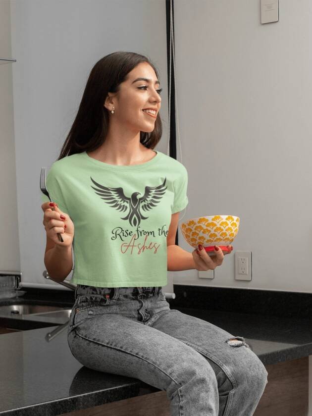 Printed T-Shirt - Crop Tops - Front - Rise from the Ashes Tee Fusion